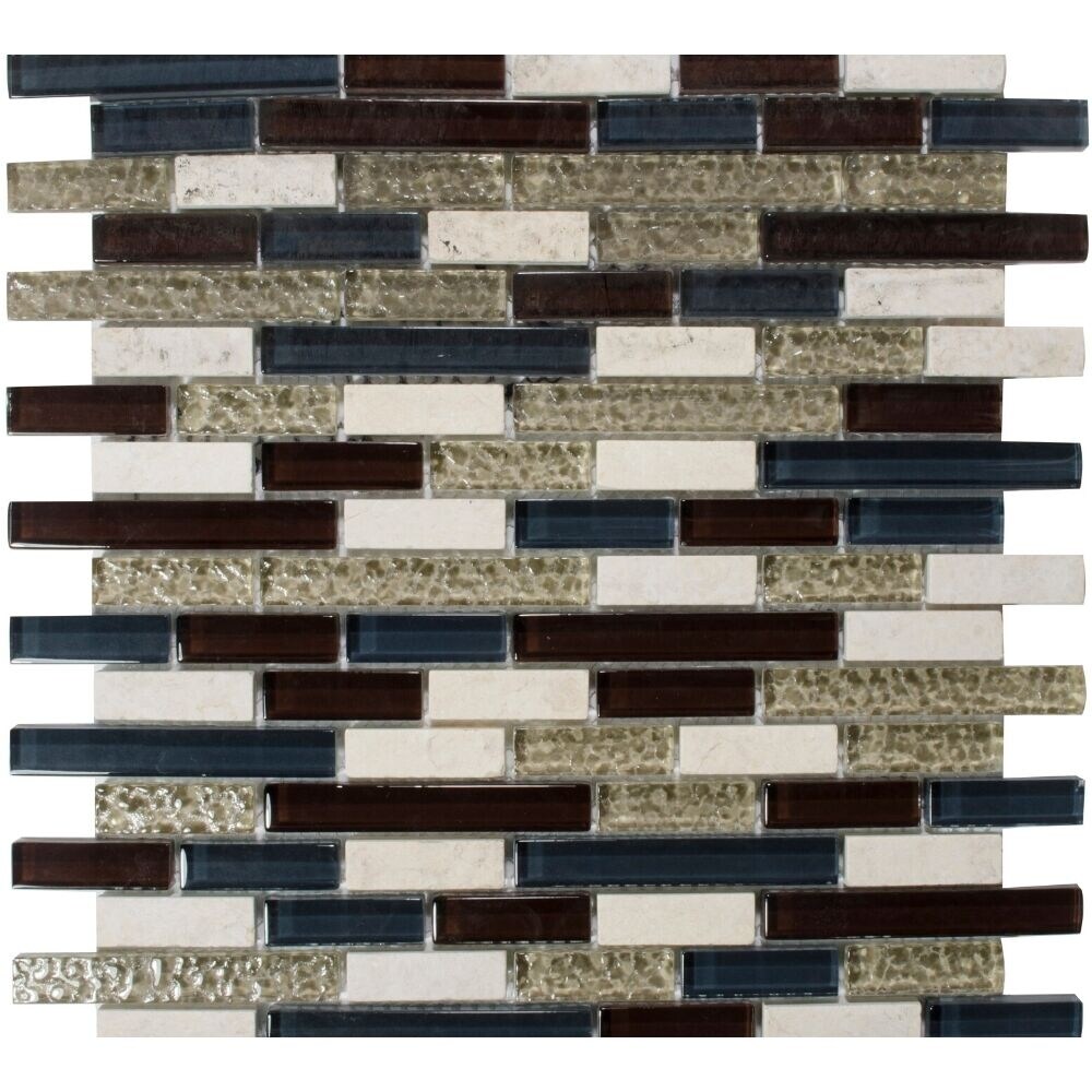 Victory Brick 1x2 Burgundy Linear Glass Mosaic Tile - Wall & Backsplash