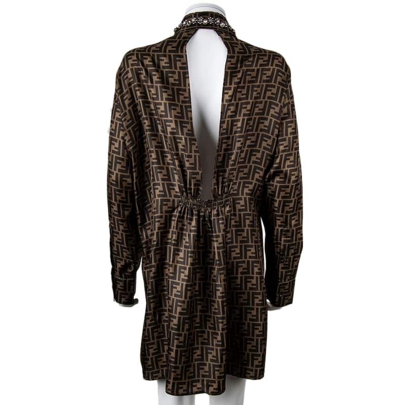 Fendi Twill Shirt Dress - Brown - 40