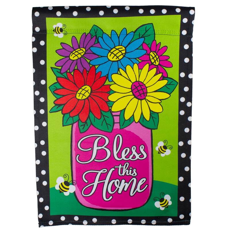 Bless this Home Bouquet with Vase Outdoor Garden Flag 12.5" x 18"