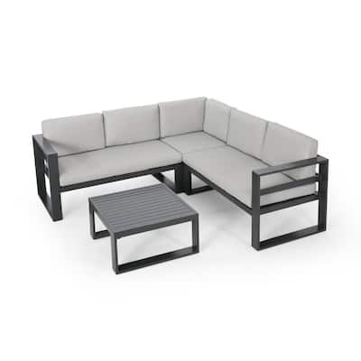 All-Weather Patio Furniture Set Outdoor Aluminum Sectional Sofa Couch with Coffee Table