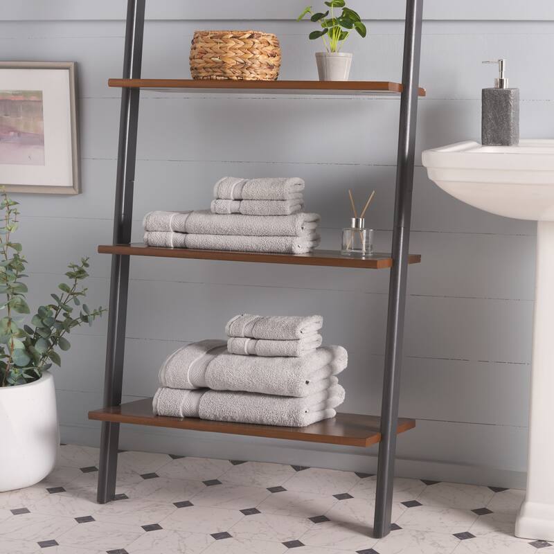 SAFAVIEH Home Signature 8-Piece Towel Bundle - 2 Bath Towels 2 Hand Towels 4 Wash Cloths - Grey