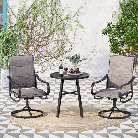 MFSTUDIO 3-Piece Metal Bistro Round Patio Dining Set