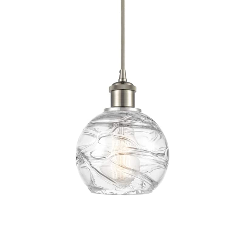 Innovations Lighting 516-1P-8-6 Athens Pendant Athens 6" Wide Mini - Clear Deco Swirl / Brushed Satin Nickel