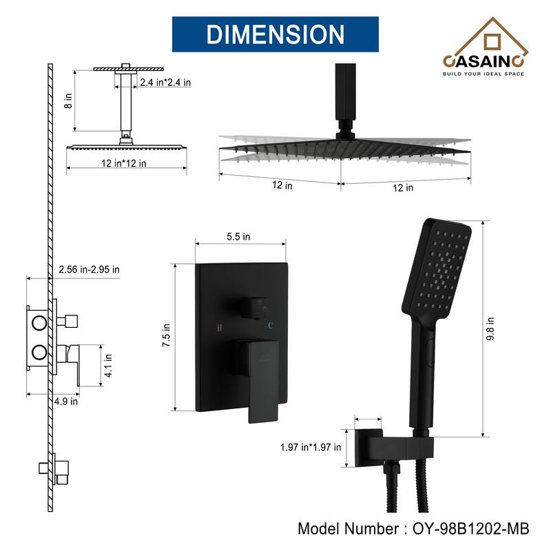 Pressure Balanced Complete Shower Faucet with Roughin Valve Bed Bath