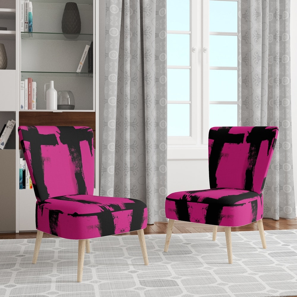 Designart "Black & White Crossing Paths II" Upholstered Abstract Accent Chair - Modern Arm Chair For Living Room