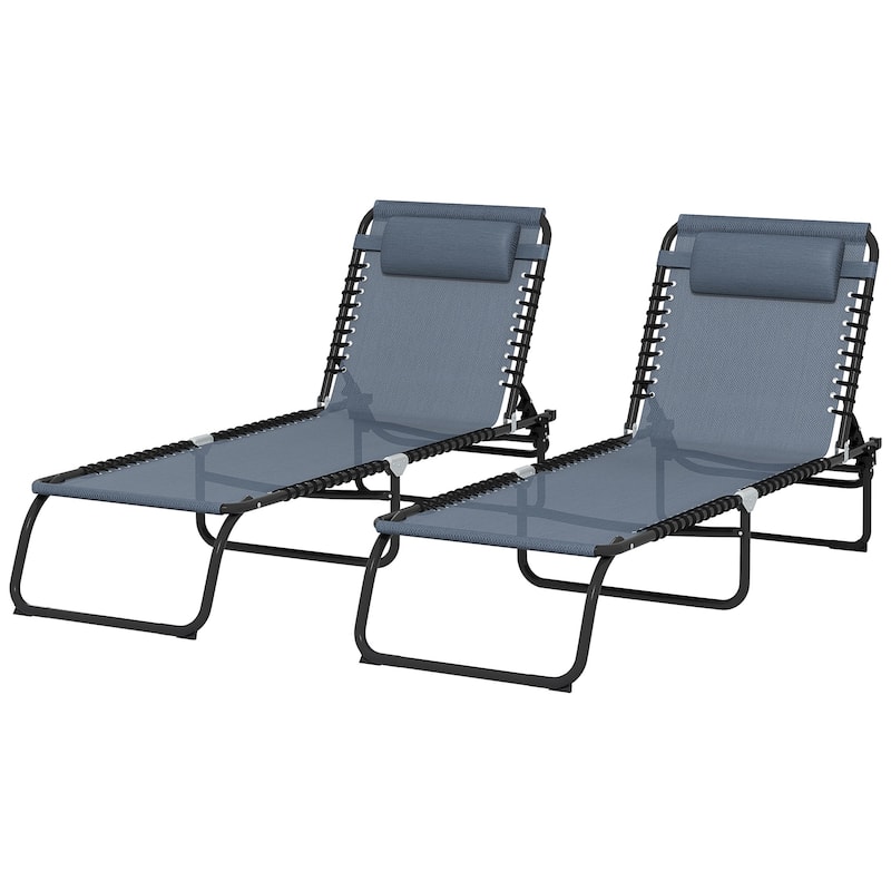 Folding Chaise Lounge Pool Chair, Patio Sun Tanning Chair, Outdoor Lounge Chair With 4-Position Reclining Back