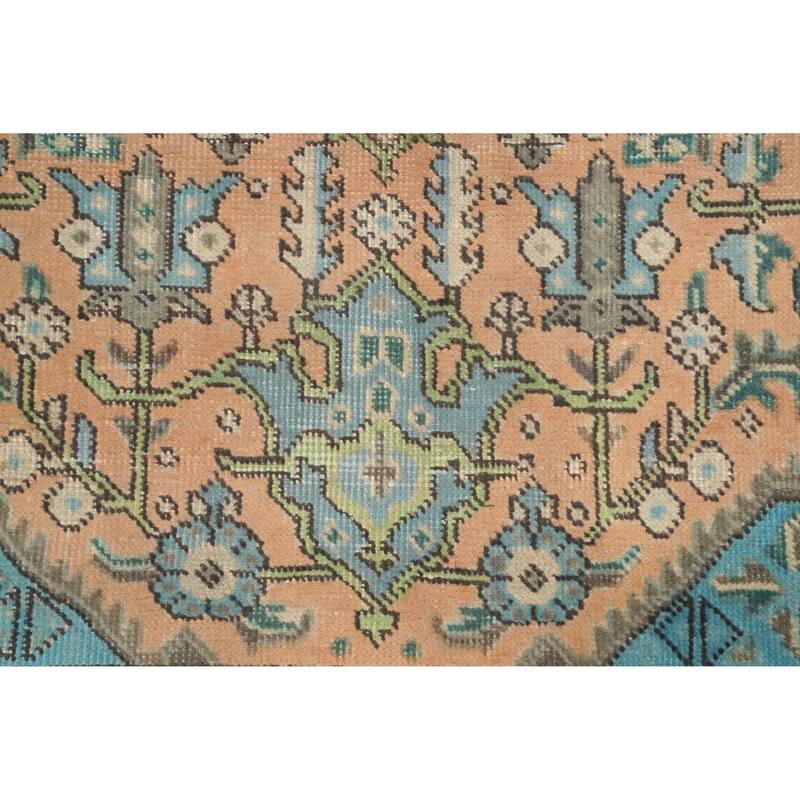 Hand Knotted Oriental 100% Wool Carpet Traditional Medallion Peach Tabriz Area Rug - 9' 2'' X 6' 4''