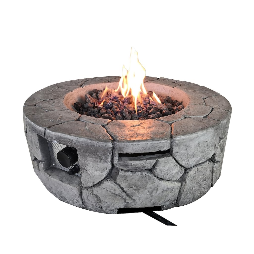 Outdoor Concrete Fire Pit Table in Stone Gray