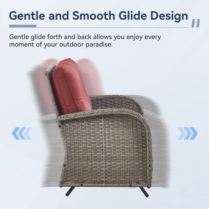Gymojoy Stylish Patio Loveseat Glider Sofa with Cushions