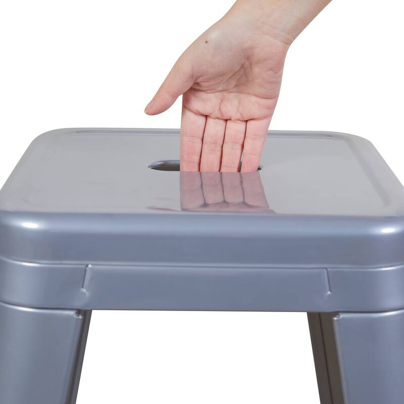 AC Pacific 24 Inch Industrial Stackable Metal Counter Stools Set of 2