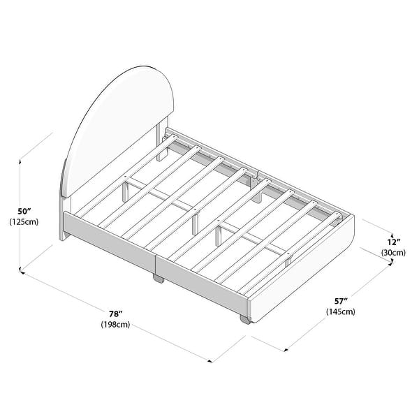 Max and Lily Full-Size Upholstered Bed with Arched Headboard