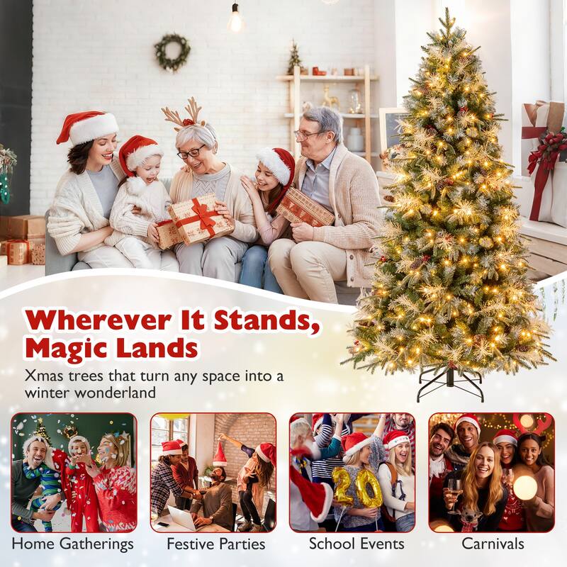 Costway 5/6/7 FT Artificial Christmas Tree with 602/806/1072 Branch - Green - See Details