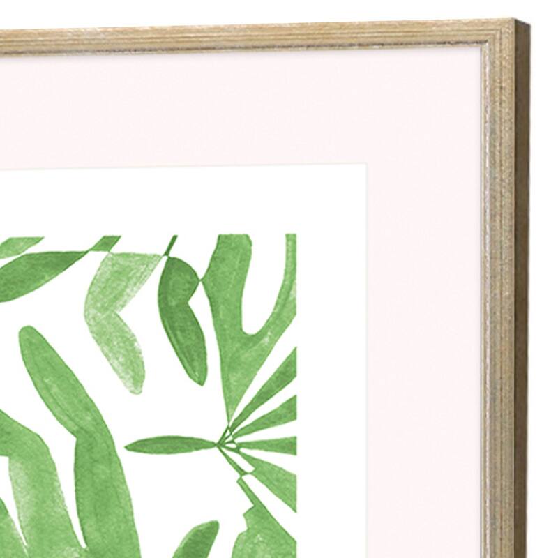 HomeRoots Set Of Three Green Modern Garden Gold Framed Wall Art
