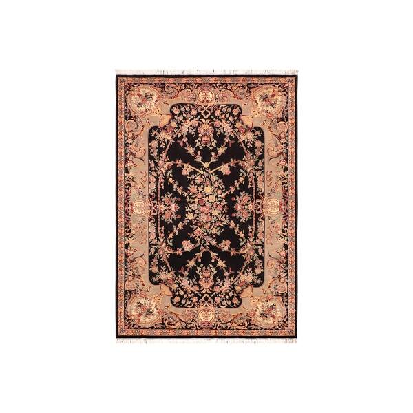 Gujranwala Pak-Persian Fumiko Black/Grey Wool Rug (6'0 x 9'0) - 6'0
