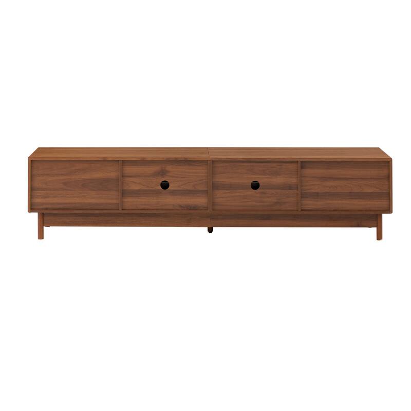Fluted TV Stand Entertainment Center for 65 75 85" Televisions, Mid-Century Modern TV Console Table with Glass Drawers