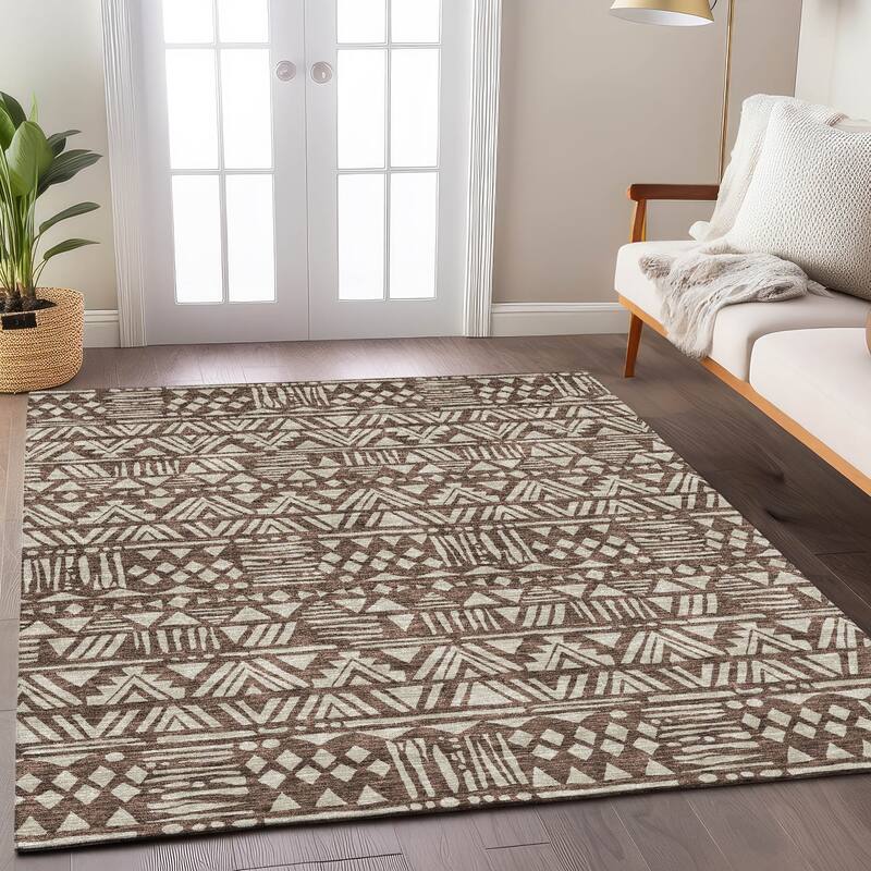 Machine Washable Indoor/ Outdoor Chantille Boho Tribal Rug