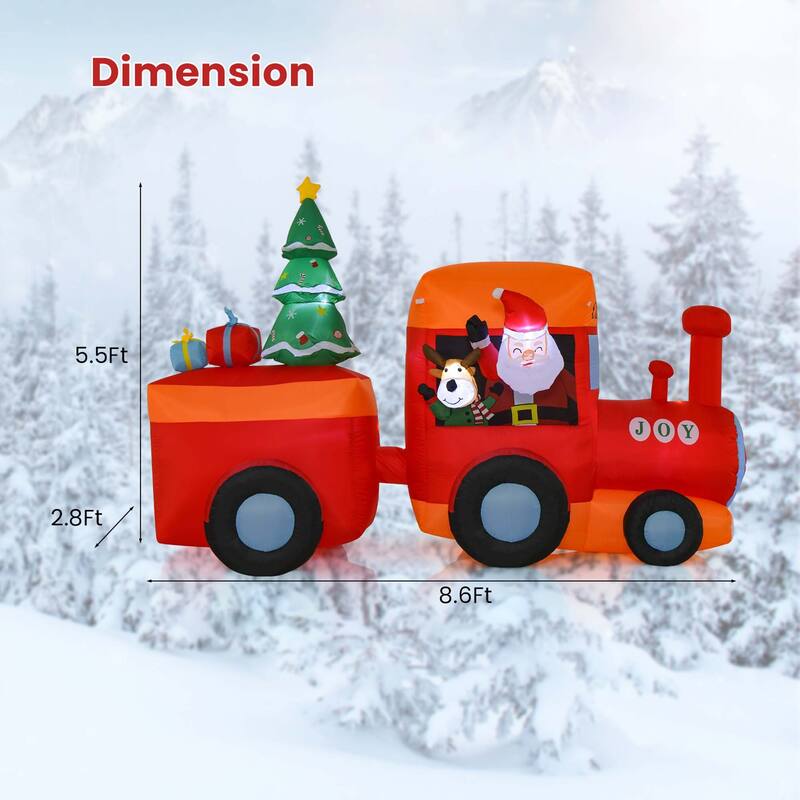 8 FT Christmas Inflatable Santa Train Decoration with Santa Claus Deer
