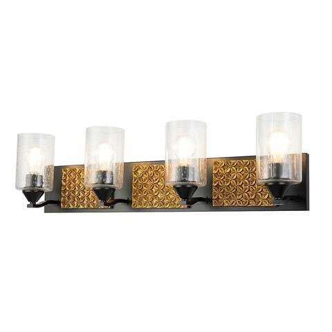 4 Light Bath/Vanity in Black and Gold