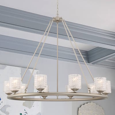 10 Light Crystal Wagon Wheel Candle Style Chandelier - 42.52"x42.52"x35.38"