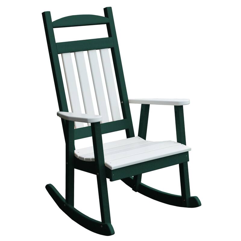 Poly Classic Porch Rocker - Turf Green with White Accents