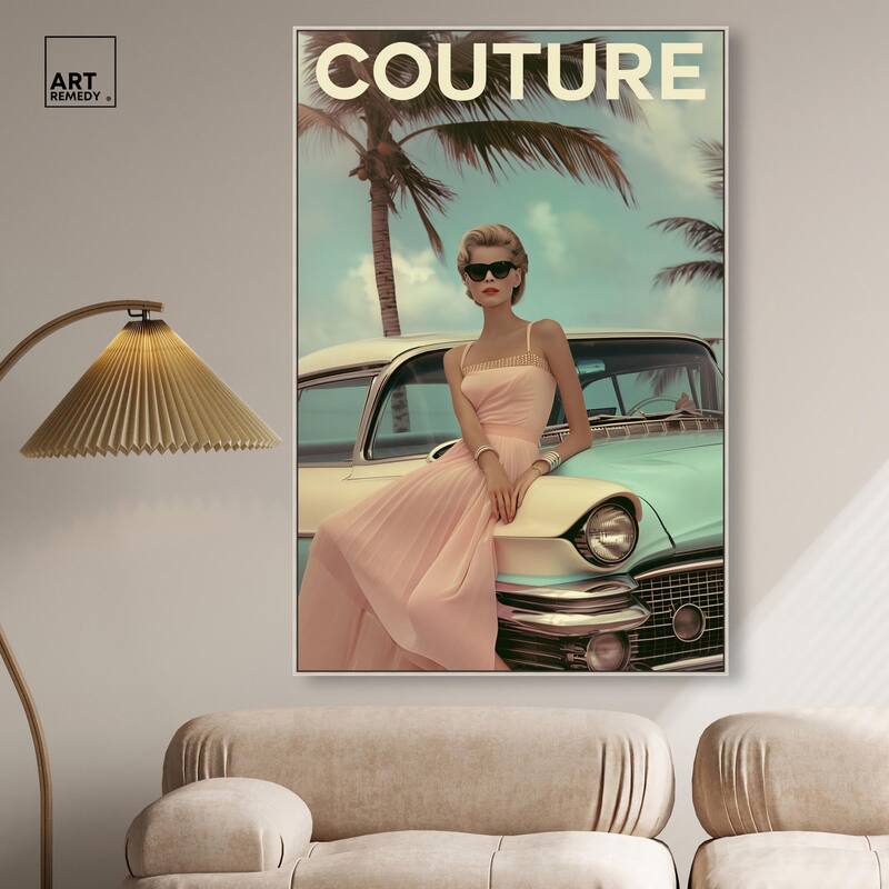 Vintage Beach Car Cover Canvas by Art Remedy
