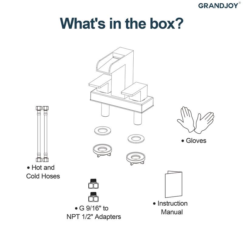 GRANDJOY Modern Dual Handle Centerset Waterfall Bathroom Faucet