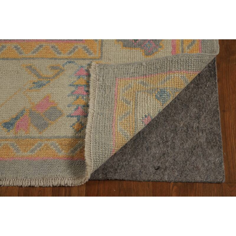 Hand Knotted Oriental 100% Wool Carpet Transitional All-Over Greys & Charcoal Oushak Area Rug - 16' 7'' X 6' 11''