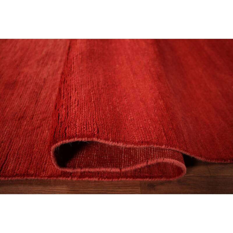 Modern Red Gabbeh Oriental Area Rug Handmade Wool Carpet - 5'5" x 7'5"