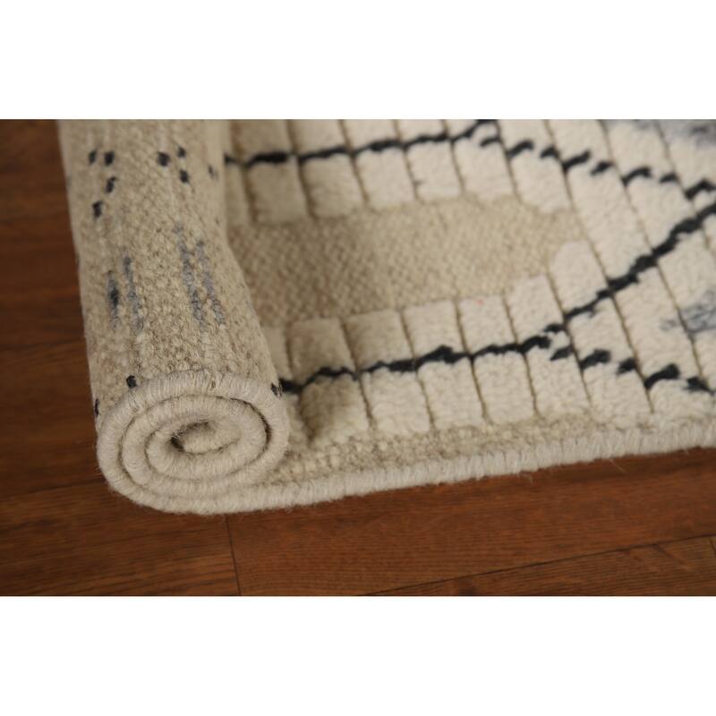 Geometric Trellis Moroccan Indian Accent Rug Handmade Wool Carpet - 2'0"x 3'0"