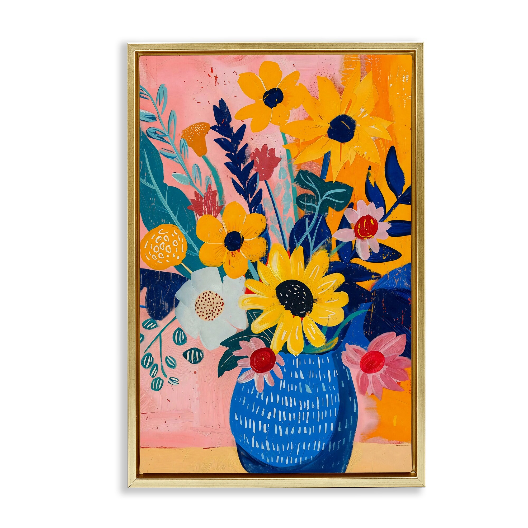 Stupell Colorful Floral Vase Framed Floater Canvas Wall Art Design By LSR Creative Studio