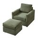 preview thumbnail 4 of 34, Modern Corduroy Chaise Lounge with Ottoman,Accent Chair for Living Room