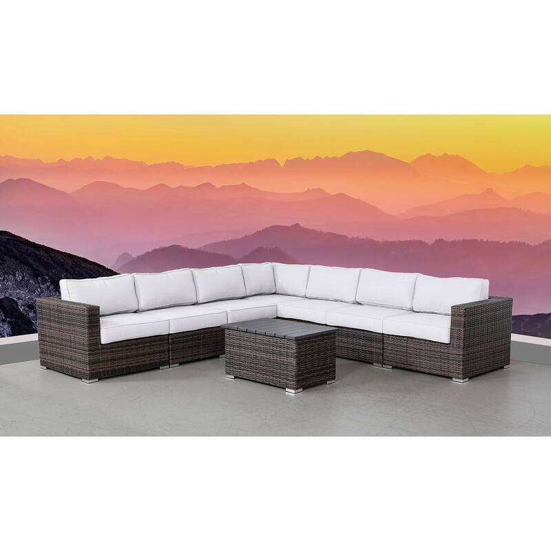 LSI 8 Piece Rattan Sectional Seating Group with Cushions