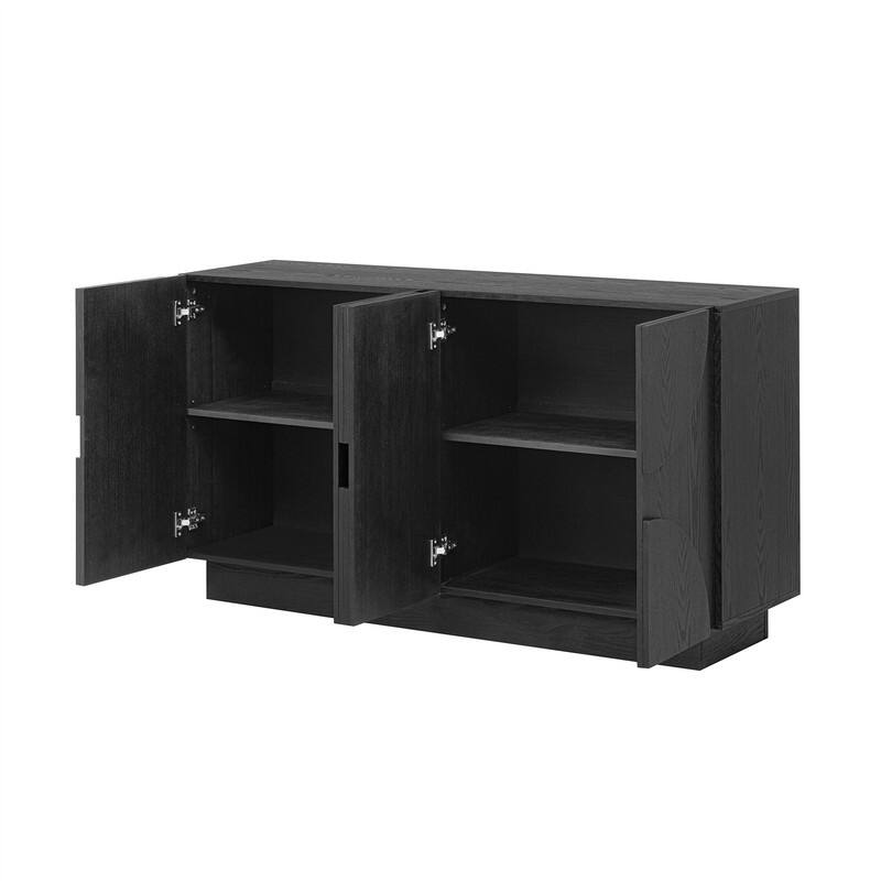 4-Door Sideboard with Adjustable Shelves, Buffet Cabinet with Semi-Circular Handles for Dining Room, Kitchen, and Living Room