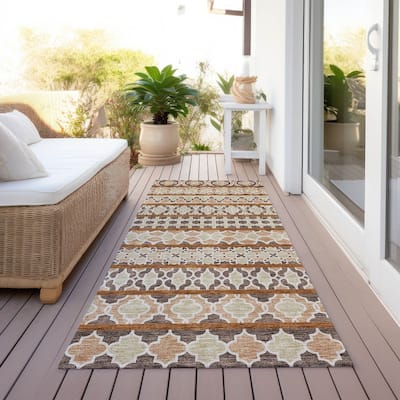 Machine Washable Indoor/ Outdoor Chantille Boho Stripe Rug