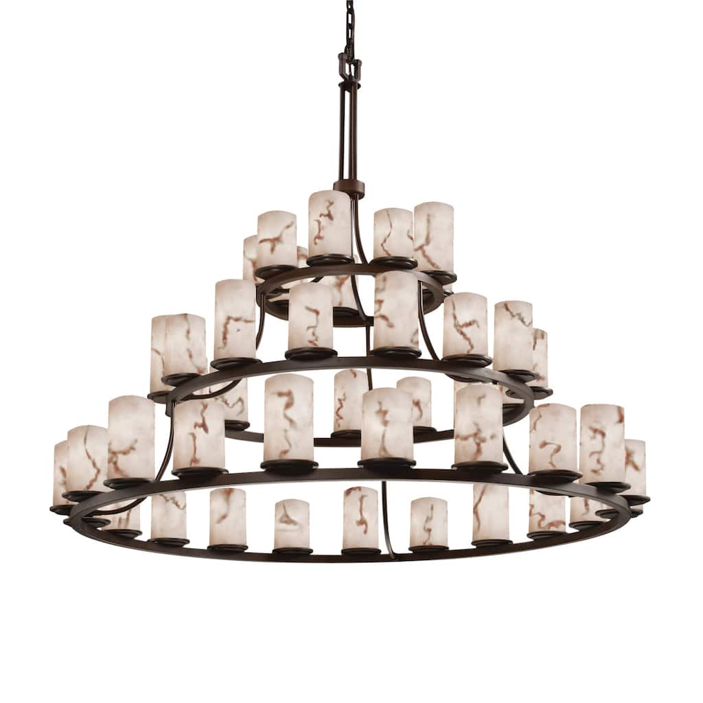 Justice Design LumenAria - Dakota 45-Light 3-Tier Ring Chandelier - Cylinder w/ Flat Rim Shade - Replaceable Bulb
