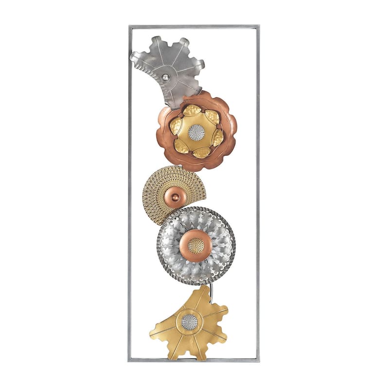 Adeco Metal Wall Decor with Frame Flowers Set of 2 Wall Art Sculptures