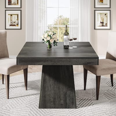 31.5" Square Dining Table for 4, Small Farmhouse Kitchen Table with Thick Wood Top and Sturdy Pedestal Base(Table only)