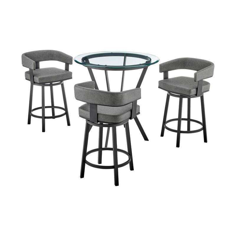 Naomi and Lorin Counter Height Dining Set in Grey Faux Leather