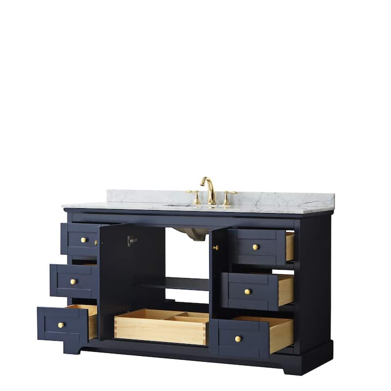 Avery 60-inch Single Vanity, Marble Top, Oval Sink, No Mirror