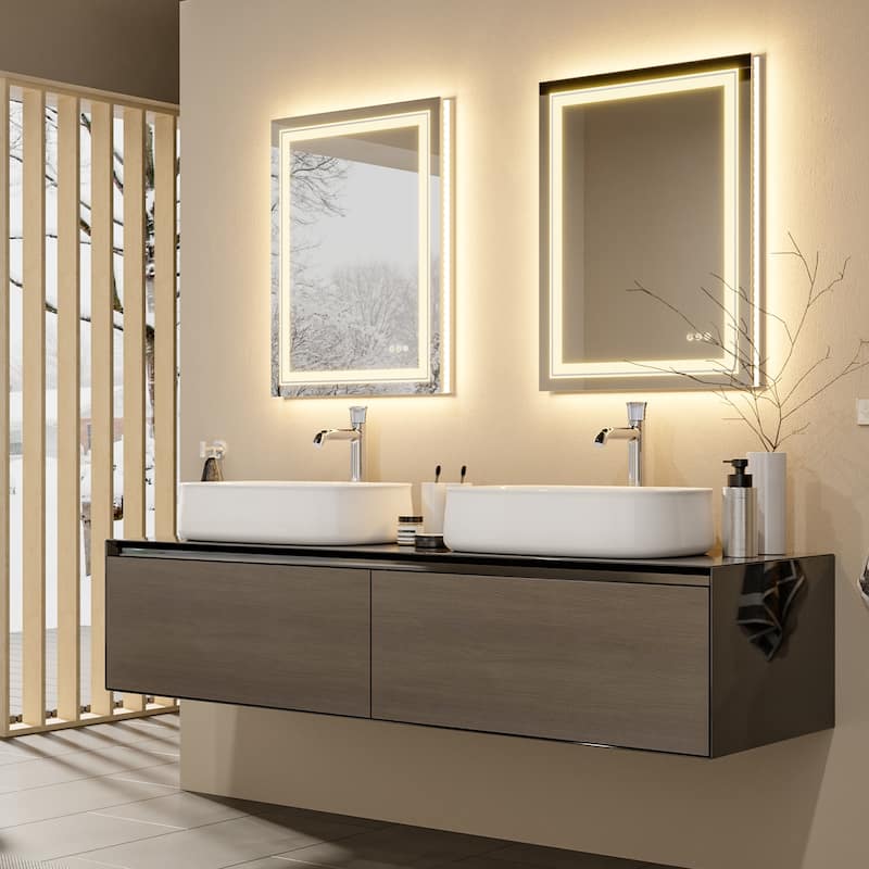 Rectangle Illuminated LED Bathroom Mirror Anti Fog Wall Mounted