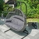 preview thumbnail 2 of 13, 2-Person Hanging Egg Swing Chair with Metal Stand Handcrafted Wicker Breathable Cushion