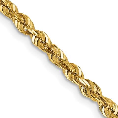 14k Yellow Gold Diamond Cut Rope Chain Necklace w/ Lobster clasp, 24"