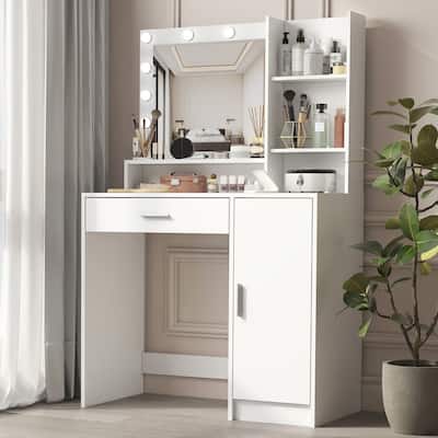 Vanity Dresser with Mirror Set Storage Drawers Luxury Furniture