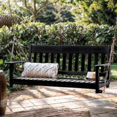Cambridge Casual Austin Traditional Mahogany Wood Porch Swing - Black