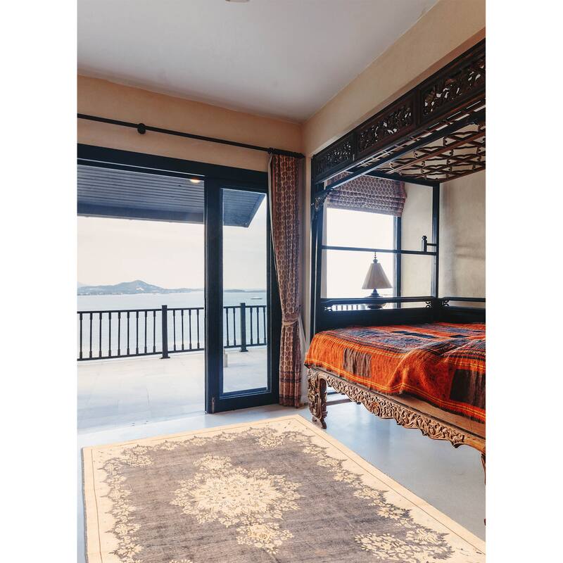 ECARPETGALLERY Hand-knotted Antalya Vintage Dark Grey Wool Rug - 7'6 x 10'3