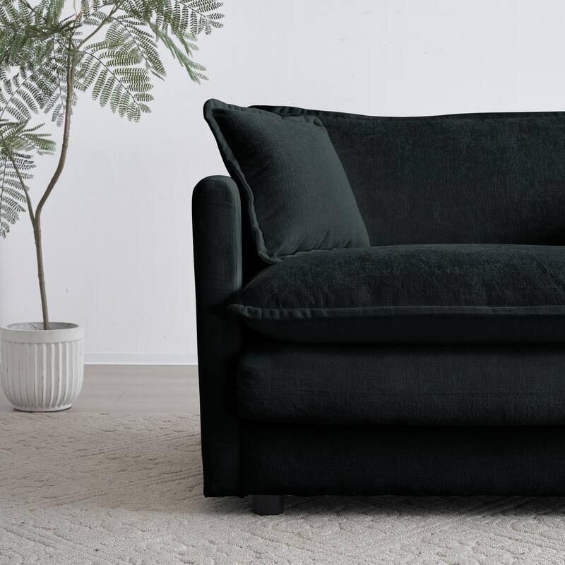 5-Seat Chenille Sofa Set with Round Arms (3+2 Seater)