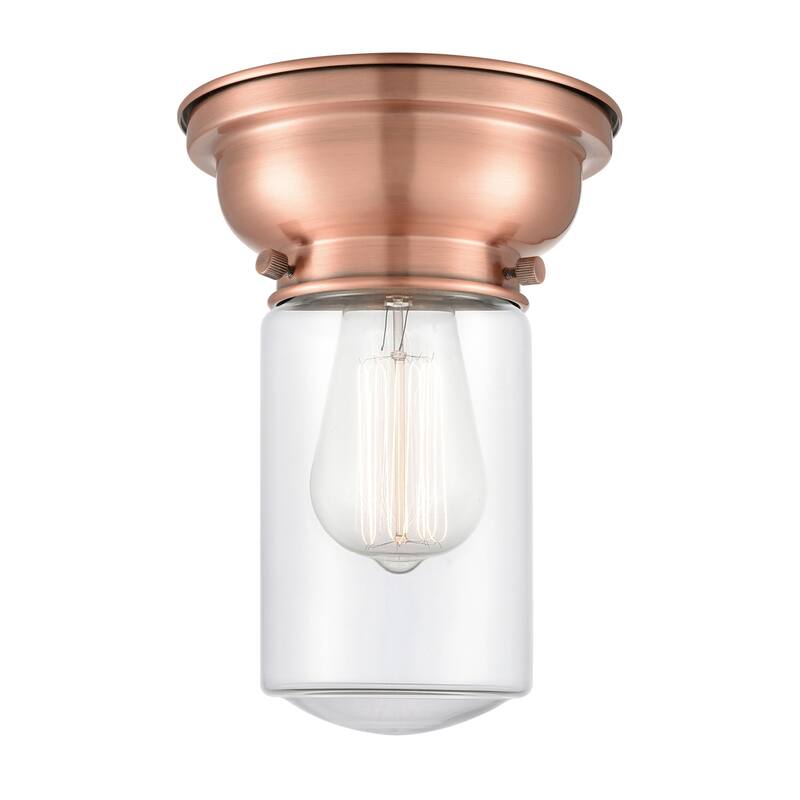 Innovations Lighting Dover 6" Wide Convertible Flush Mount Ceiling - Antique Copper / Clear