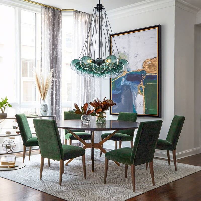 Dramatic 3-Light Gradient Transparent Glass Bubble Chandelier - 15.7 in
