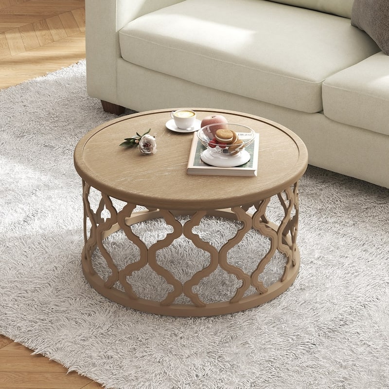 CO-Z 30" Rustic Farmhouse Round Coffee Table