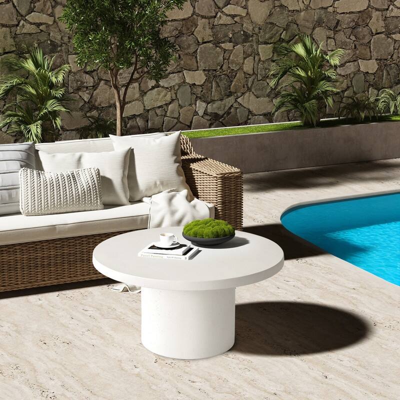 Travertine Round Coffee Table Circle Pedestal Table